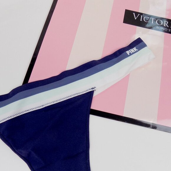 nwt victoria's secret pink no show seamless thong striped - Picture 1 of 4